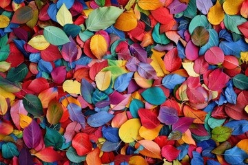 Poster - Multicolored fall leaves forming a stunning tapestry of color, perfect for autumnal themes