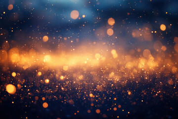 Aufkleber - Abstract background with golden and blue bokeh lights, creating a magical, sparkly, and festive atmosphere.
