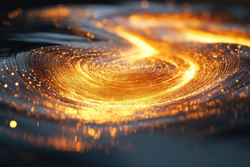 Aufkleber - Glowing golden spiral, abstract art, swirling energy, cosmic nebula, bright lights, digital artwork.