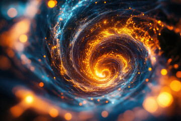 Aufkleber - A mesmerizing swirling vortex of fiery orange and cool blue energy, radiating light and cosmic energy.