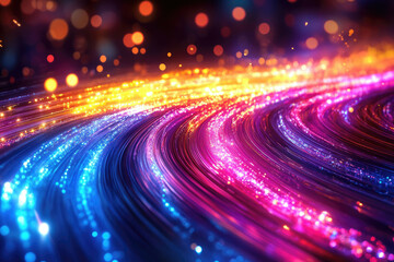 Poster - Abstract vibrant swirls of light, showcasing dynamic energy and colorful flowing lines.