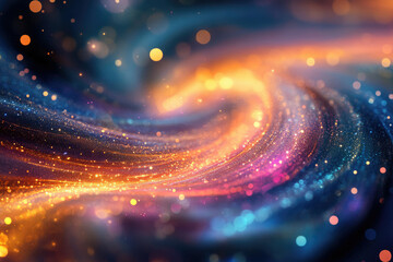 Aufkleber - Abstract swirling cosmic nebula with vibrant colors and glittering particles.