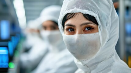 Poster - Female Scientist in Protective Gear Working in Laboratory Environment