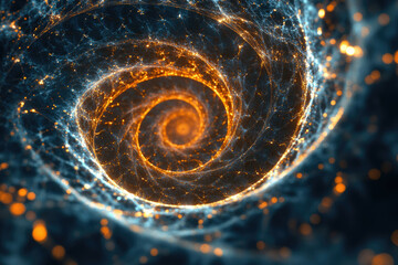 Aufkleber - A mesmerizing digital artwork depicting a swirling vortex of blue and orange energy, creating an abstract spiral.