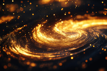 Aufkleber - Golden swirling particles create a mesmerizing cosmic vortex, sparkling with ethereal light.