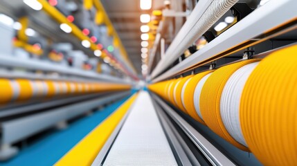 Poster - Focused View of Colorful Industrial Cables in a Production Facility