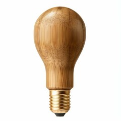 Poster - light bulb made of bamboo wood, showing sustainable and ecological lighting solutions