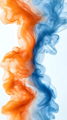 Poster - An orange and blue wave of smoke on a white background