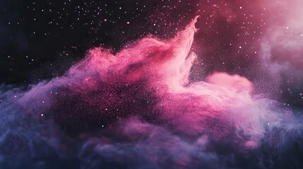 Wall Mural - ethereal cosmic nebula with swirling pink and purple stardust, shimmering starlight effects, dreamy 