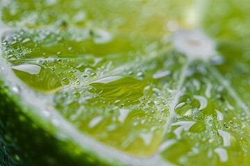 Poster - lime slice with water drops creating a refreshing and vibrant image, ideal for food and beverage pro