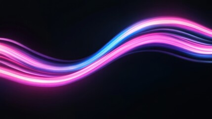 Poster - Abstract neon light trails flowing on black background