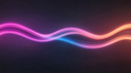 Poster - Neon waves flowing on dark background creating colorful abstract design