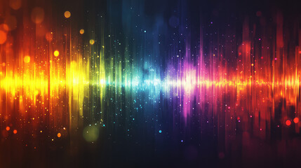 Prismatic light leaks with rainbow bokeh on dark background. Modern artistic design, abstract technology, digital effects