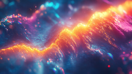 Prismatic light leaks with rainbow bokeh on dark background. Modern artistic design, abstract technology, digital effects