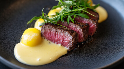 Wall Mural -  Perfectly Seared Fillet Steak with Béarnaise Sauce