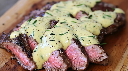 Wall Mural -  Perfectly Seared Fillet Steak with Béarnaise Sauce