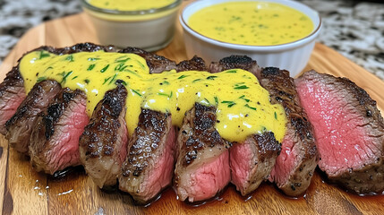 Wall Mural -  Perfectly Seared Fillet Steak with Béarnaise Sauce