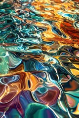 Fototapete - Colorful reflections in water create an abstract pattern under sunlight in a serene natural setting