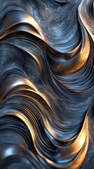Poster - Abstract metallic waves create a dynamic texture with contrasting light and shadow in a modern design concept