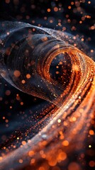 Poster - Mesmerizing swirl of golden particles against a dark backdrop creating an abstract visual experience