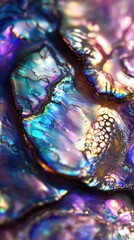 Aufkleber - colorful iridescent shell fragments displayed in a close-up view highlighting intricate patterns and