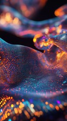 Poster - Colorful fabric waves illuminated by vibrant lights creating a mesmerizing visual display