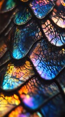 Poster - Colorful scales display iridescent patterns and textures showcasing nature's artwork in a close-up view