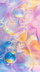 Poster - Colorful abstract background with bubbles in vibrant pastel shades of pink, blue, and yellow