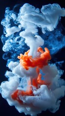 Poster - Colorful swirl of smoke creates a mesmerizing display of orange and white against a dark background