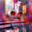 © ArtifyGraphy - Dynamic architectural structures urban environment abstract art colorful composition perspective