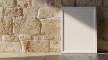 Poster - White Frame Against a Stone Wall Background