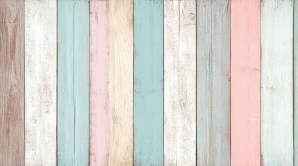 Poster - Pastel Colored Wooden Planks Background Texture