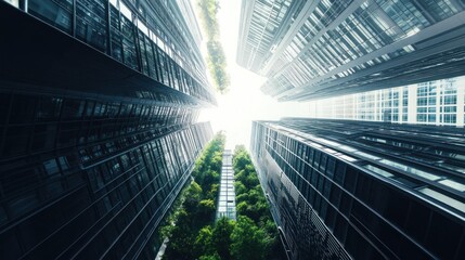 Poster - Modern skyscrapers surround a vibrant green urban oasis
