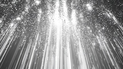 Poster - Shimmering light streaks cascade downward, filling the air with a sense of enchantment and wonder during a nighttime celebration, enhancing the festive ambiance
