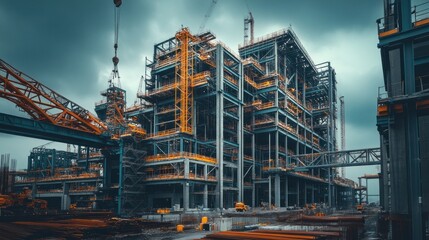 Poster - Industrial Building Under Construction Steel Framework