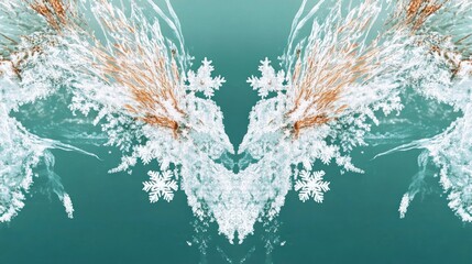 Poster - Frozen Water Patterns Featuring  Symmetrical Ice Snowflakes