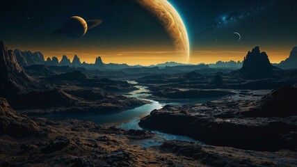 Wall Mural - cosmic world, alien planet