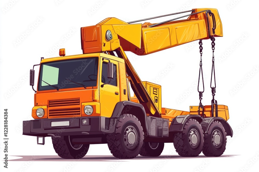 Illustration Stock Crane Truck isolated on white background. Heavy ...
