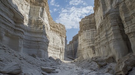 Poster - White Canyon Walls Narrow Passage Scenic Landscape
