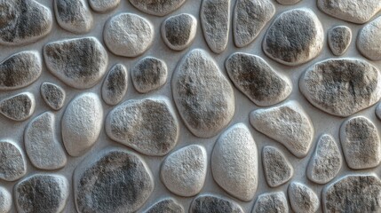 Poster - Grey Stone Wall Pebble Texture Background