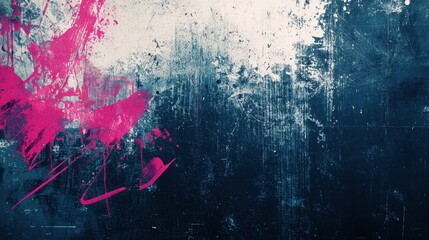 Poster - A blue and pink background with splatters of paint