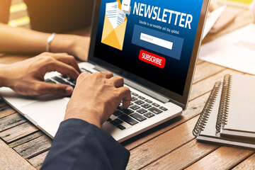 Poster - newsletter signup page on computer for customer to subscribe snugly newsletter update information to