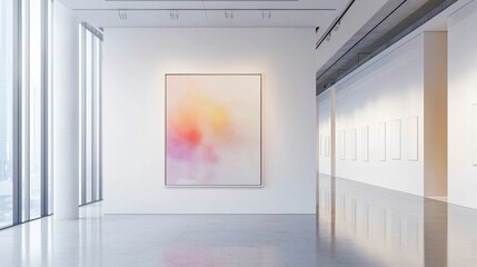 Poster - A large painting hangs on the wall of a museum