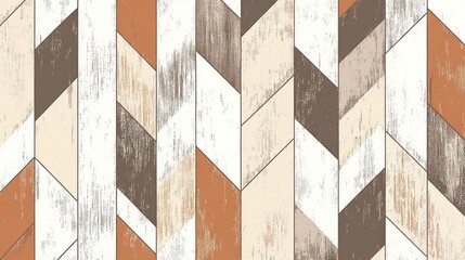 Aufkleber - Abstract Geometric Pattern with Textured Wooden Panels