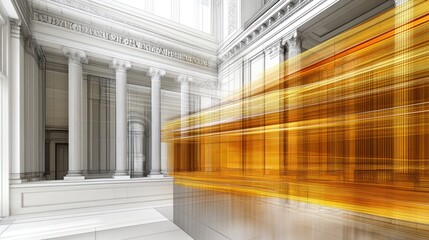 Poster - Classical Architecture Meets Modern Golden Installation