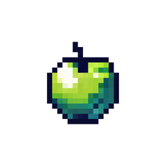 Poster - Pixel icon apple vector. Logo fruit green apple. Icon fruit pixel. 8 bit apple icon. stylish apple in pixel 16 bit style 80 x.