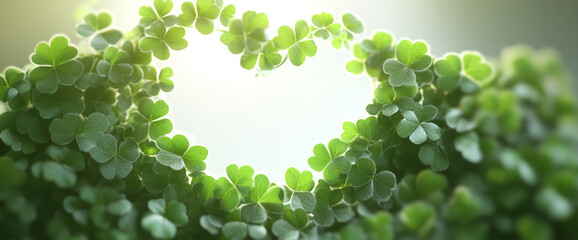 Poster - Heart-shaped green clover leaves symbolizing love, luck, and nature's beauty, perfect for St. Patrick's Day or eco-friendly themed designs