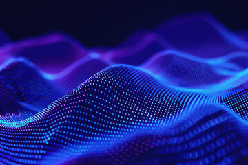 Wall Mural - close up horizontal abstract illustration of glowing blue virtual wavy mesh background