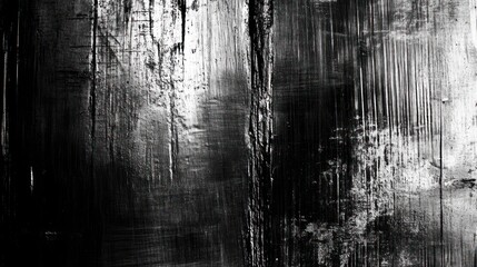 Poster - Abstract Black And White Textured Strokes Painting