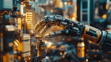 Aufkleber - Robotic Arm Interacting With Complex Machinery
